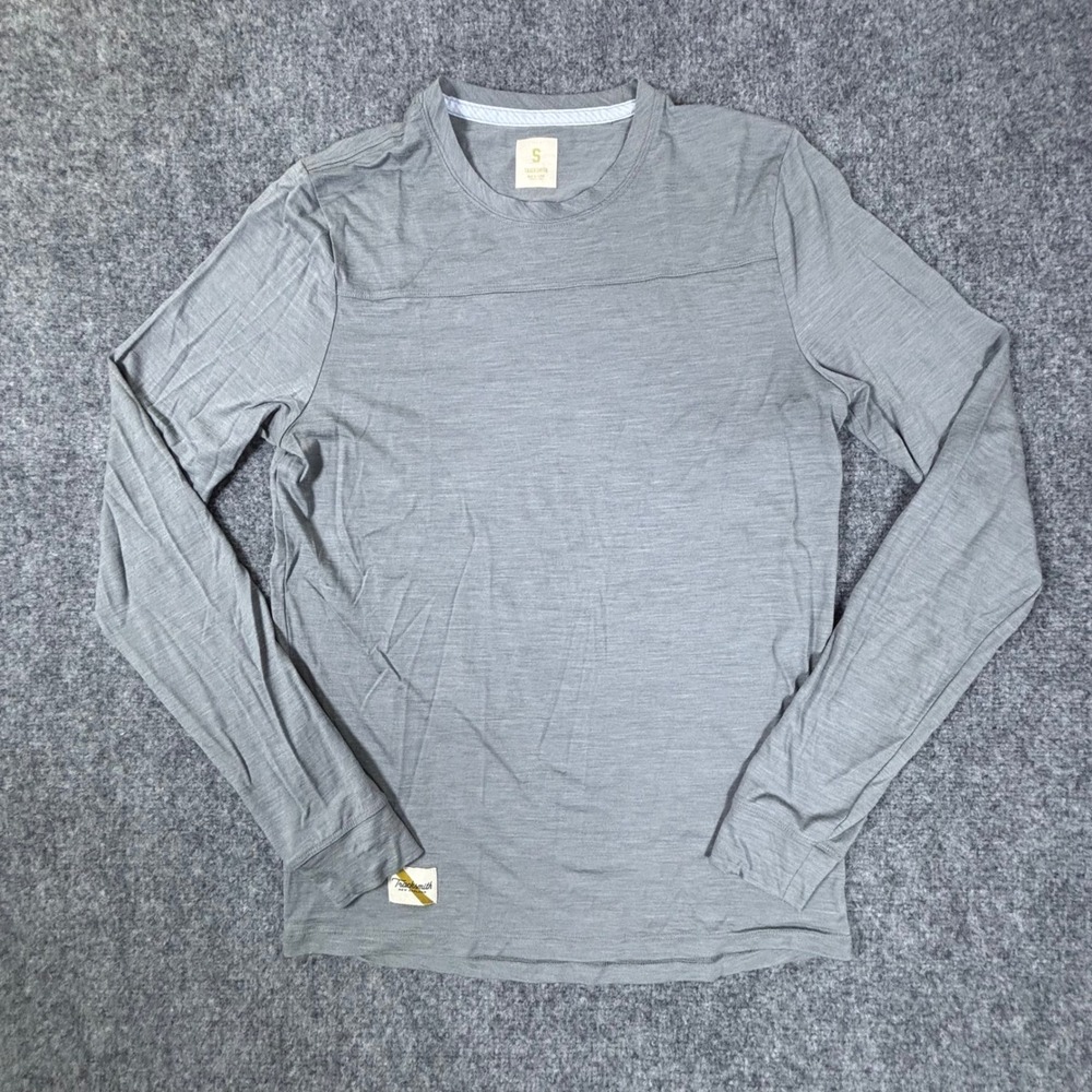 Tracksmith Mens Harrier Long Sleeve Running Shirt Gray Merino Wool Blend Size S